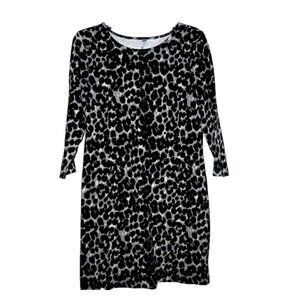 Leopard Black and White Print Old Navy Dress Size XS with 3/4 sleeves